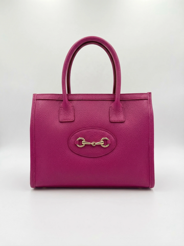 Borsa tote in pelle a grana con dettaglio morsetto light colour