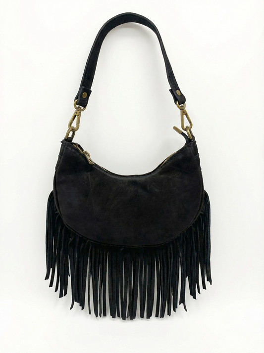 Suede bag with fringes