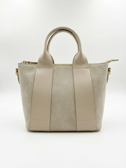 Light-colored mini tote bag