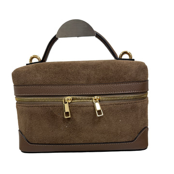 Leather and suede double-zip handbag