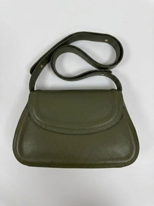 Granulated leather cloud flap shoulder bag