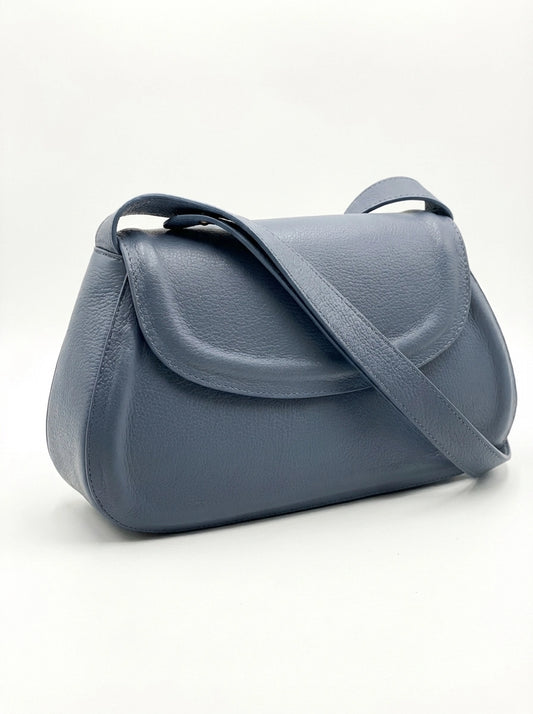 Granulated leather cloud flap shoulder bag