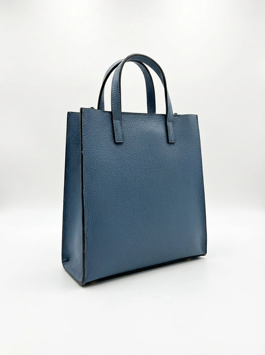 Structured tote bag in grained leather