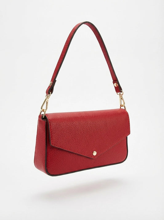 Grained leather envelope shoulder bag