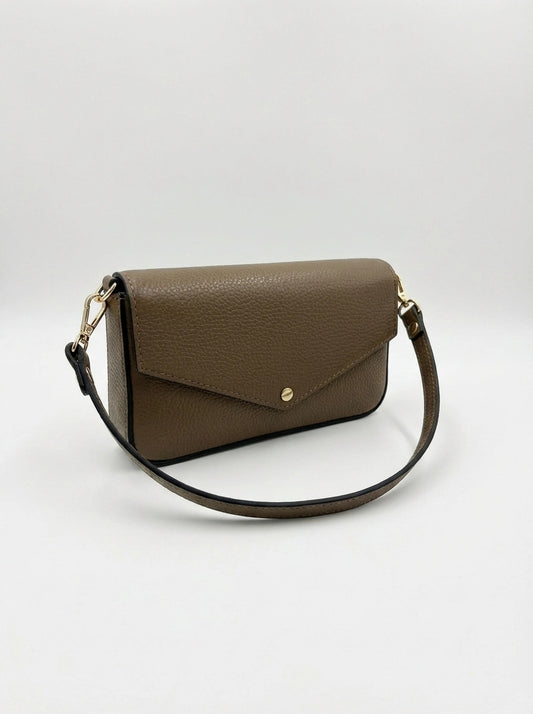 Grained leather envelope shoulder bag
