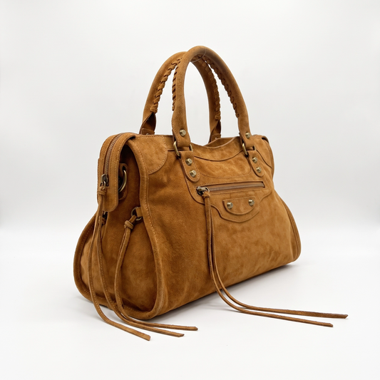 Soft Distressed Genuine Leather Satchel Bag | Braided Handle Boho Handbag with Fringe Details